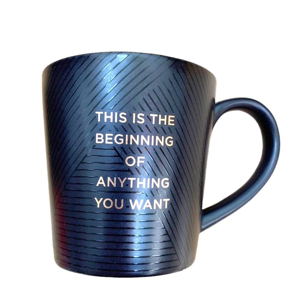 PAPER DESTINY Black and Gold Striped Mug